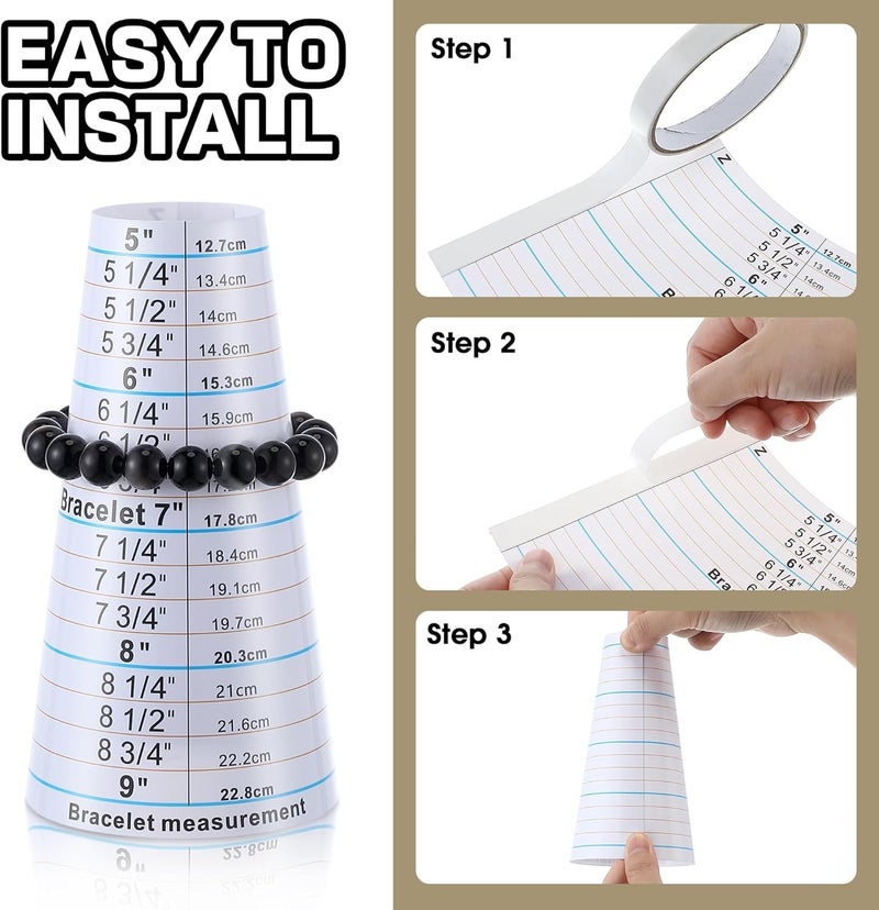 مجموعة أدوات قياس حجم الأساور، قالب أساور قابل للتعديل مع شريط قياس من 5-9 بوصات، أداة قياس المعصم البلاستيكية لصنع المجوهرات، مقياس الأساور لقياس المعصم بدقة، قطعتين - Image 3